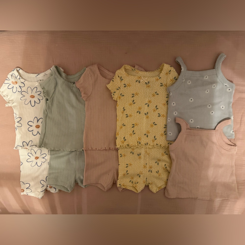 Little Co. Baby Girl 3-6 Month Summer Lot - shorts sets & tanks